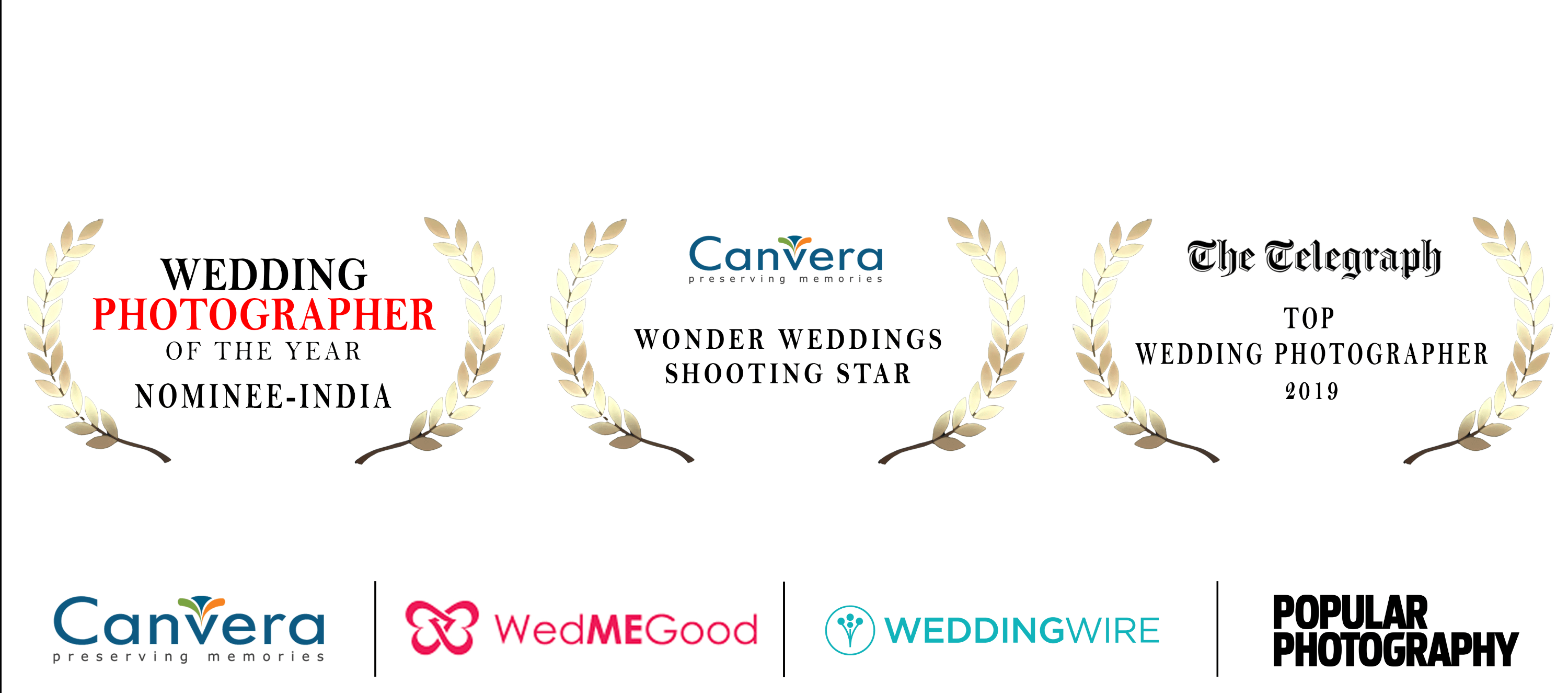 Wisho Studio awards and features from Wedding Photographer of the Year, Canvera, The Telegraph, WedMeGood, WeddingWire and Popular Photography